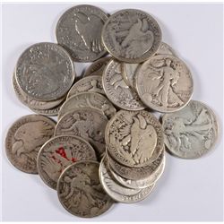 ROLL OF SILVER HALF DOLLARS ( 20 ) COINS  1947 AND OLDER, MOSTLY WALKING LIBERTY