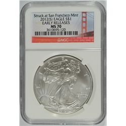 2012 (S) SILVER AMERICAN EAGLE NGC MS-70