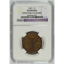 1853 LARGE CENT NGC XF DETAILS