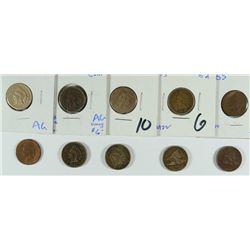 (10) INDIAN HEAD CENTS (57, 58, 59, 60, 61, 62, 63, 64, 65, 67)