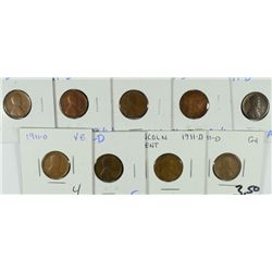 (9) 1911-D LINCOLN CENTS