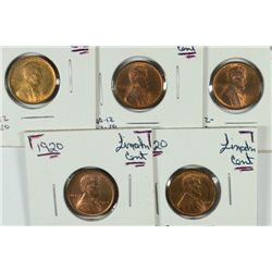(5) 1920 LINCOLN CENTS CH BU
