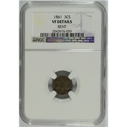 1861 THREE CENT SILVER NGC VF DETAILS