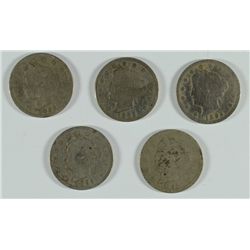 (5) 1892 V-NICKELS