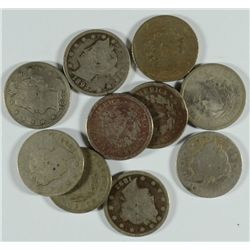 (10) 1893 V-NICKELS
