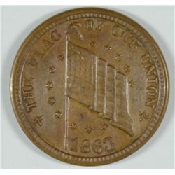 1863 CIVIL WAR TOKEN "FLAG OF OUR UNION" BU