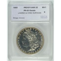 1900 PROOF MORGAN DOLLAR SEGS PR-63 ALTERED SURFACE VAM 32