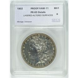 1902 PROOF MORGAN DOLLAR SEGS PR-63 ALTERED SURFACES VAM 11