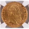 Image 2 : 1882 BELGIUM 20 F POSITION A GOLD NGC MS-65