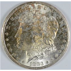 1883-CC MORGAN SILVER DOLLAR MS63 TONED OBV.
