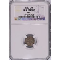 1853 THREE CENT SILVER NGC FINE DETAILS