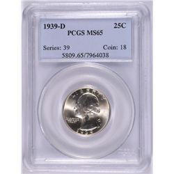 1939-D WASHINGTON QUARTER, PCGS MS-65