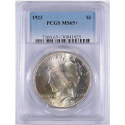 1923 PEACE SILVER DOLLAR, PCGS MS-65+  NICE WHITE COIN!
