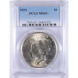 1925 PEACE SILVER DOLLAR, PCGS MS-65+  NICE WHITE COIN!