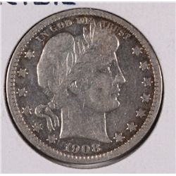 1908-S BARBER QUARTER F/VF