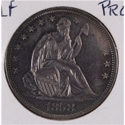 1858 PROOF SEATED HALF DOLLAR