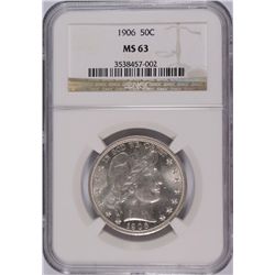 1906 BARBER HALF DOLLAR NGC MS-63