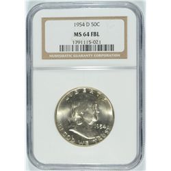 1954-D FRANKLIN HALF DOLLAR,  NGC MS64 FBL