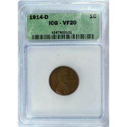 1914-D LINCOLN CENT ICG VF-20