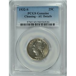 1932-S WASHINGTON QUARTER PCGS AU DETAILS