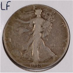 1938-D WALKING LIBERTY HALF DOLLAR F/VF