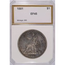 1881 PROOF TRADE DOLLAR PCI EF-45 (VERY RARE)