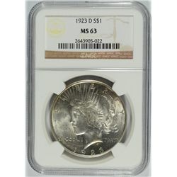 1923-D PEACE DOLLAR NGC MS-63