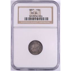 1857 SEATED LIBERTY DIME NGC MS64