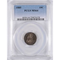 1885 SEATED LIBERTY DIME PCGS MS-64 NICE ORIGINAL TONE