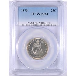 1879 SEATED QUARTER,  PCGS PROOF 64 WHITE, LOW MINTAGE DATE!