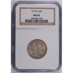 1915-D BARBER QUARTER NGC MS63