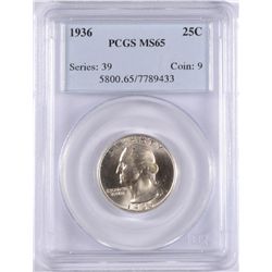 1936 WASHINGTON QUARTER, PCGS  MS-65