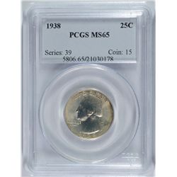 1938 WASHINGTON QUARTER, PCGS MS-65
