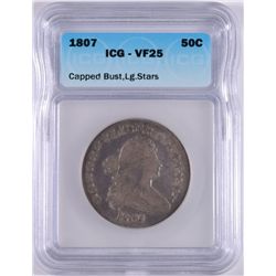 1807 DRAPED BUST HALF DOLLAR, ICG VF-25 Misidentified by ICG as Capped Bust