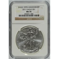 2011 SILVER AMERICAN EAGLE NGC MS-70