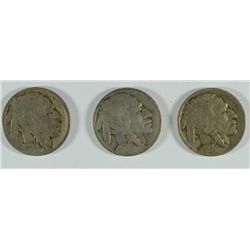 (3) 1919-D BUFFALO NICKELS