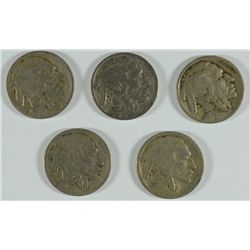(5) 1925-S BUFFALO NICKELS