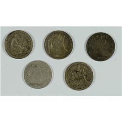 (5) SEATED HALF DIMES (39, 44, 50, 53, 53-O)