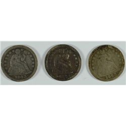 (3) 1843 SEATED DIMES
