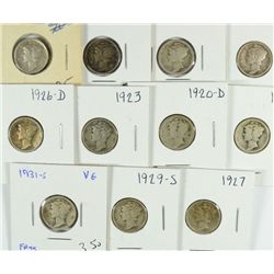 (11) MERCURY DIMES (16, 16-S, 17, 19-S, 20, 20-D, 23, 26-D, 27, 29-S, 31-S)