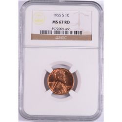 1955-S LINCOLN CENT NGC MS-67 RD