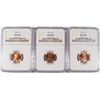 Image 1 : 1950-D, 51-D, 52-D LINCOLN CENTS ALL NGC MS-66 RD