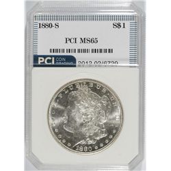 1880-S MORGAN SILVER DOLLAR, PCI MS-65   NICE ORIGINAL COIN