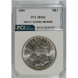 1886 MORGAN SILVER DOLLAR, PCI MS-65  NICE ORIGINAL COIN