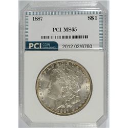 1887 MORGAN SILVER DOLLAR, PCI MS-65   NICE ORIGINAL!