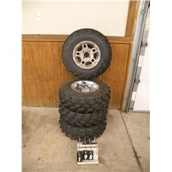 qty 4   25X8R12 ATV tires on aluminum rims
