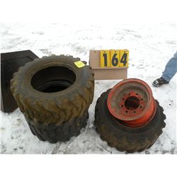 qty 3 used skidloader tires w/2 rims