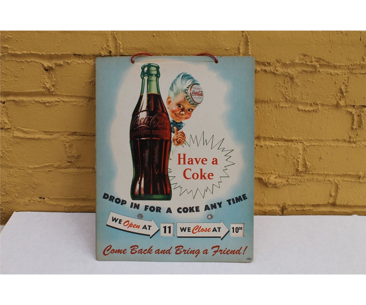 Early Coca-Cola Cardboard Open/Closed Sign 13 1/2