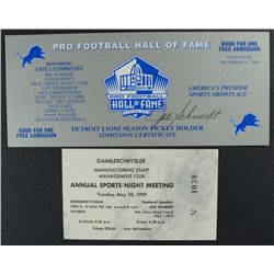 Joe Schmidt Signed Pro Football Hall of Fame Ticket COA