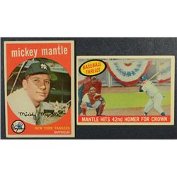 2-1959 TOPPS #10 MICKEY MANTLE EX & #461 MANTLE HITS EX